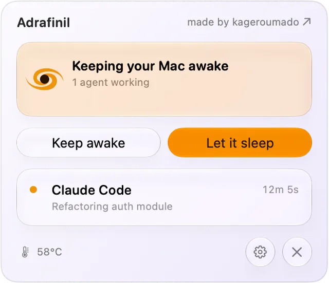 Adrafinil 기반 프로젝트의 AI 에이전트 작업 상태 화면